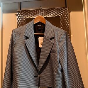 Elodie Black and White Blazer Classic Notched Lapel